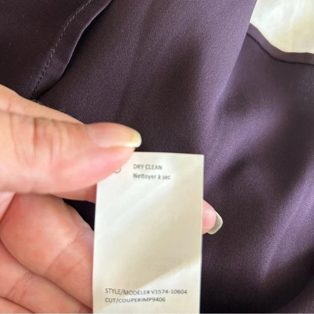 Vince 100% Silk Purple Zip Placket  Popover Top Tunic Lightweight Shirt Blouse S - Picture 9 of 14